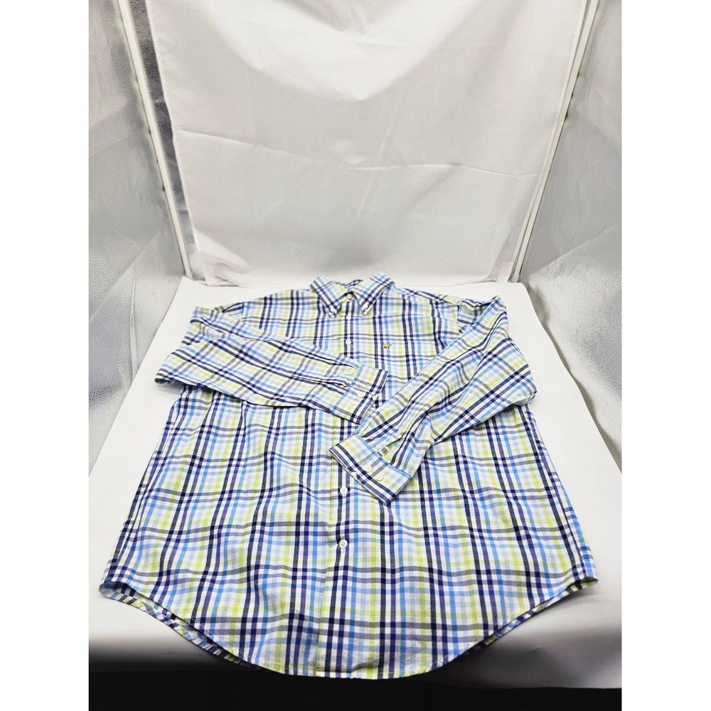 Jack Nicklaus Button Down Shirt Mens Large Blue Green Plaid Long Sleeve